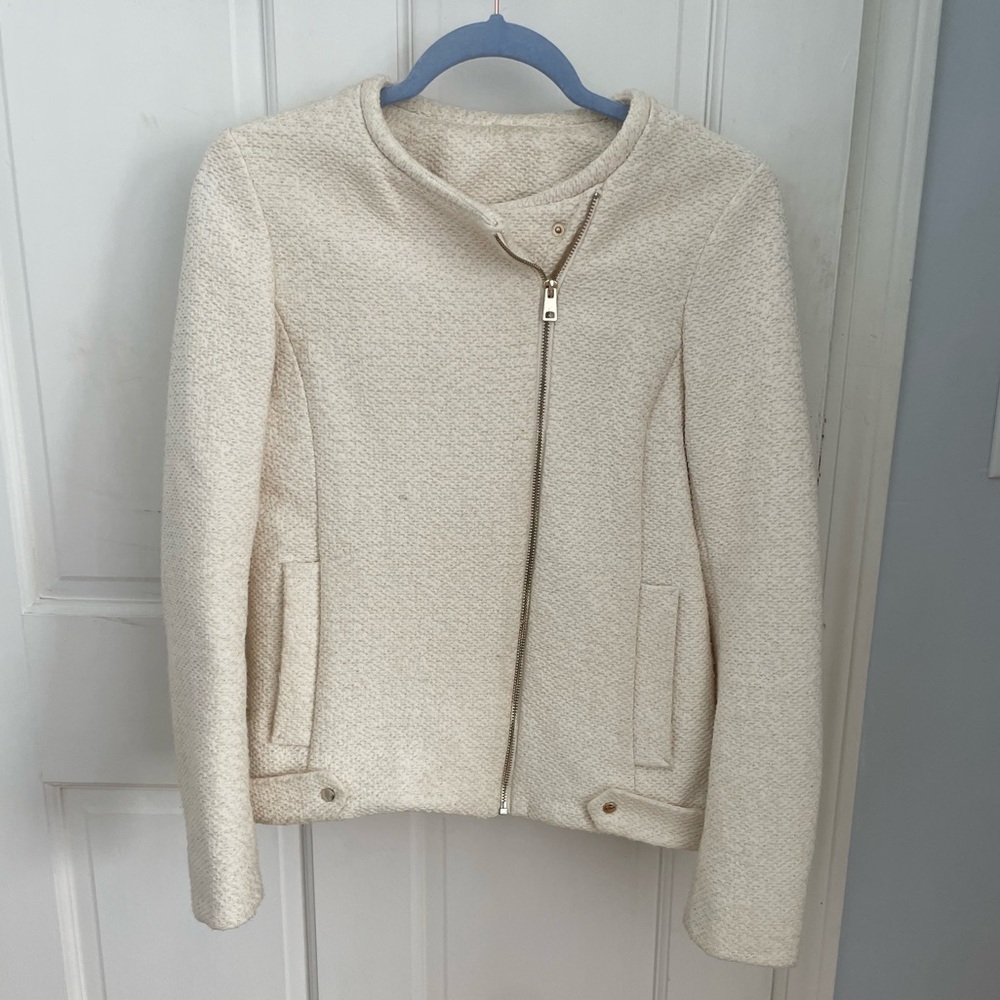 H&M white tweed blazer